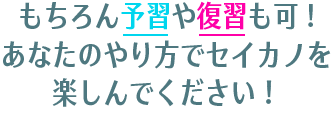 もちろん予習や復習も可!あなたのやり方でセイカノを楽しんでください！